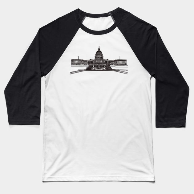 Washington Dc Capitol Building Minimalist Drawing Baseball T-Shirt by Raimondi